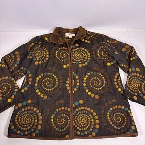 Anu by Natural Brown Gold Bronze Artsy Spiral Jacket Size Large